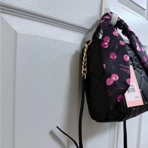 NWT Juicy Couture “Holding The Line” Black Mini Bag with Cherry 🍒Design - Picture 2 of 4